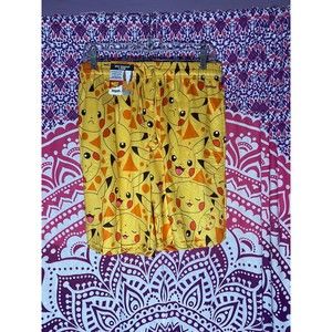 NWT Pokemon Pikachu Lounge Sleep Shorts Yellow Orange Size Medium